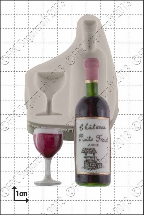 'Wine Bottle & Glass' Silicone Mould